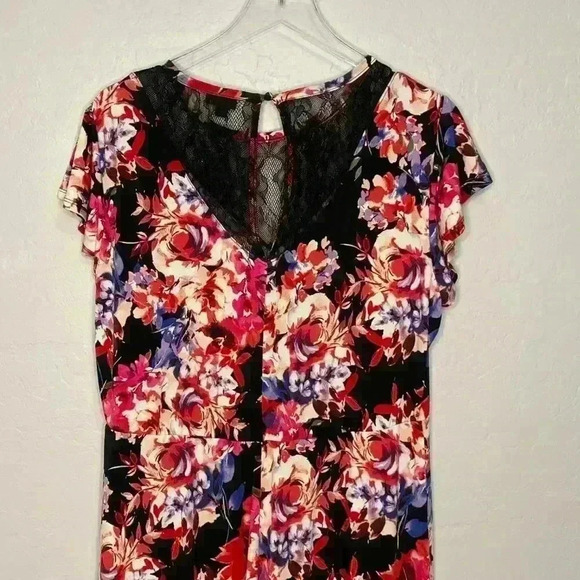 Torrid Skater Midi Studio Knit Lace Floral Multi Colored Dress NWT 2 2X 18/20 - Picture 10 of 11